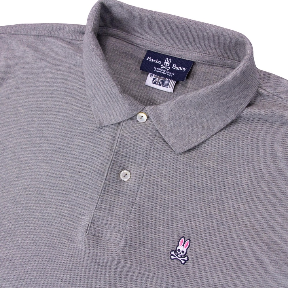 Psycho Bunny Mens Size 8 Grey Pima Cotton Short Sleeve Polo Shirt B6K001ARPC